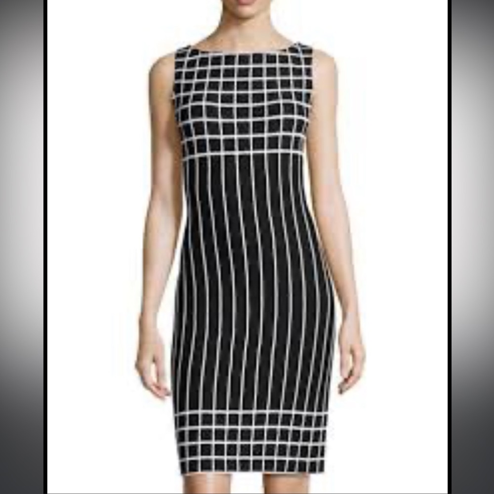 St John Collection Wool Blend Sleeveless dress in black and white Size 10